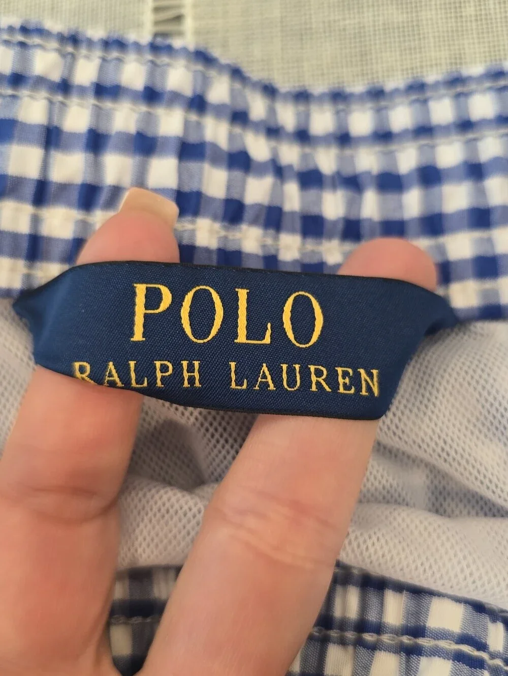 Polo Ralph Lauren Mens Gingham Swim Trunks Blue White 2xB